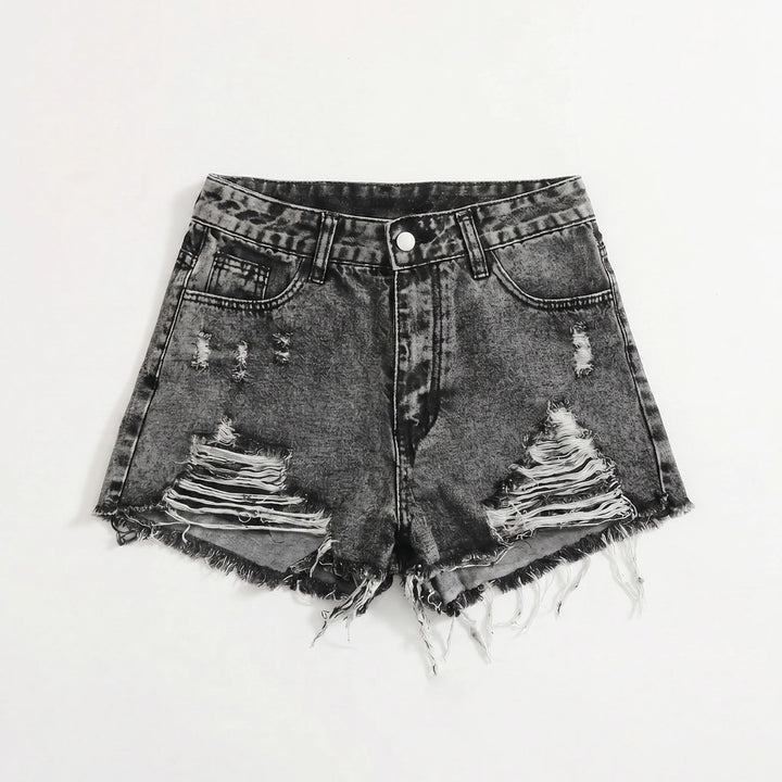 Emma  Denim Shorts - Color:Black;Size:XXS
