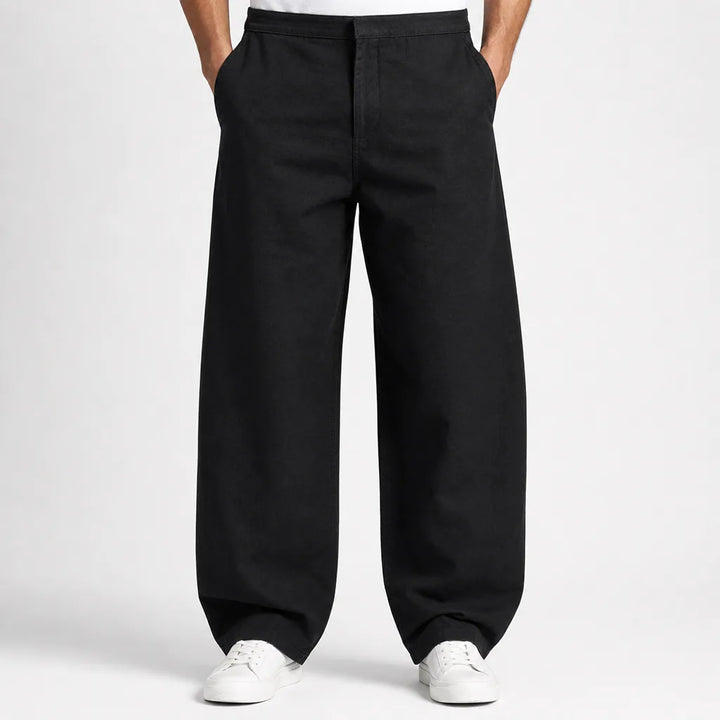Emmett | Baggy Pajama Wide Leg Pants - Color:Black;Size:S