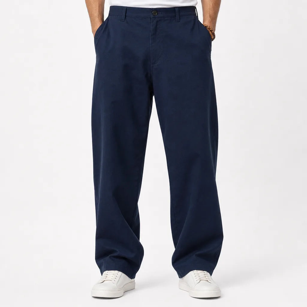 Emmett | Baggy Pajama Wide Leg Pants - Color:Blue;Size:S