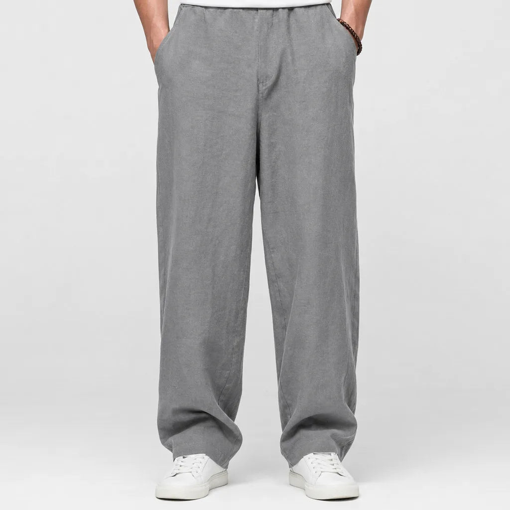 Emmett | Baggy Pajama Wide Leg Pants - Color:Gray;Size:S