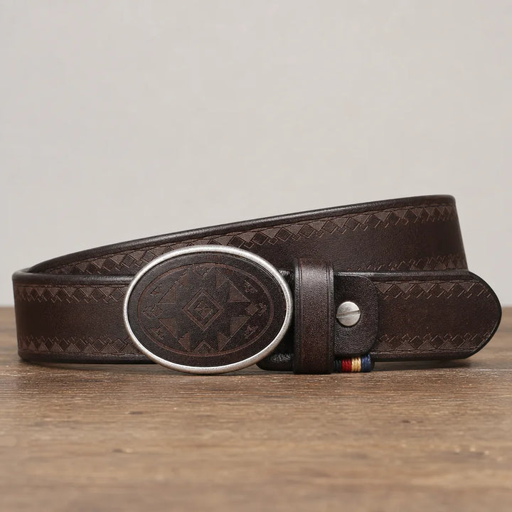 Emmett | Men's Belt with Buckle  - Color:Dark Brown;Length (cm):100 cm