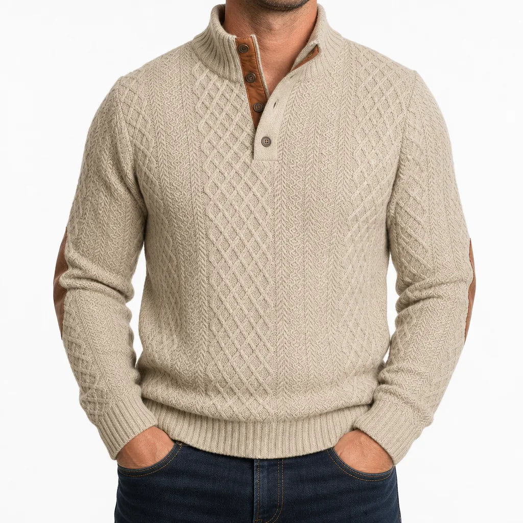Emmett | Men's Fall Knit Sweater - Color:Beige;Size:XS