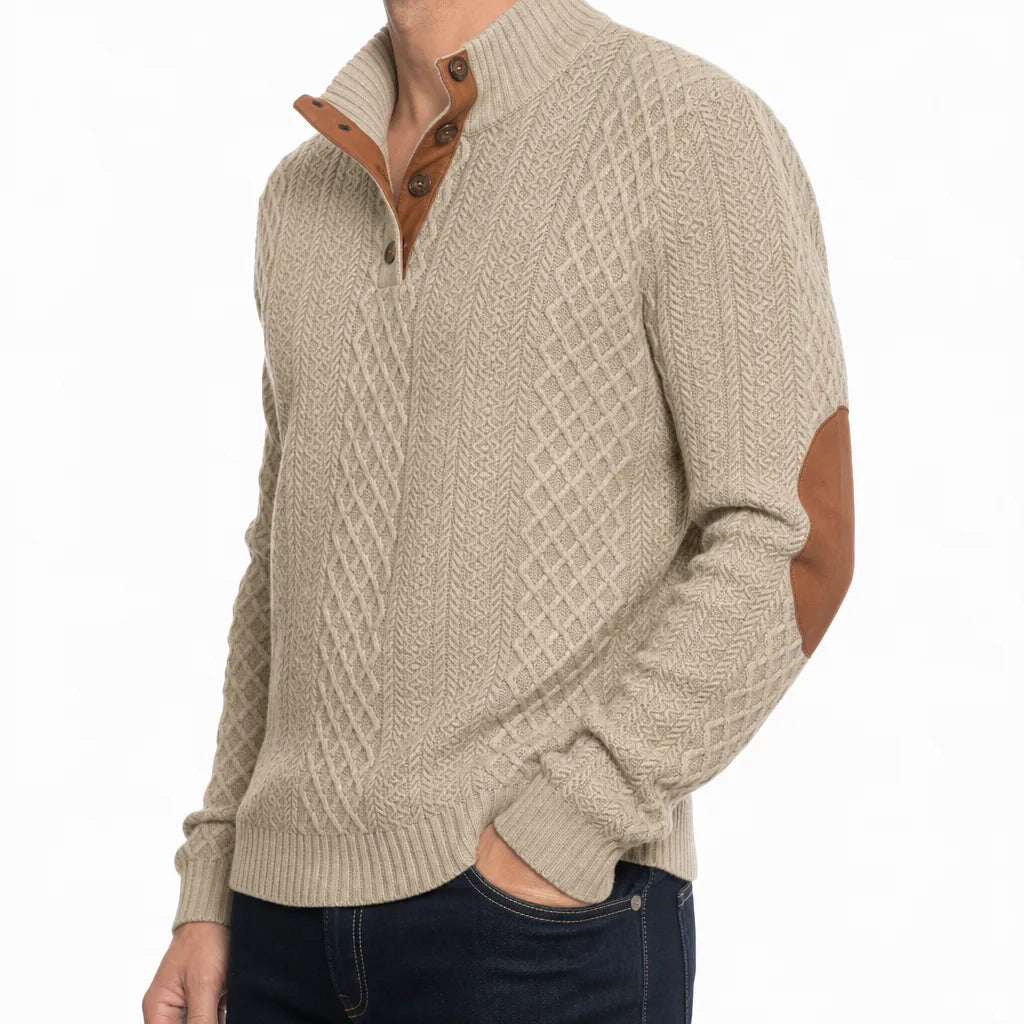 Men's Beige Gallagher Jacquard Knit Sweatshirt