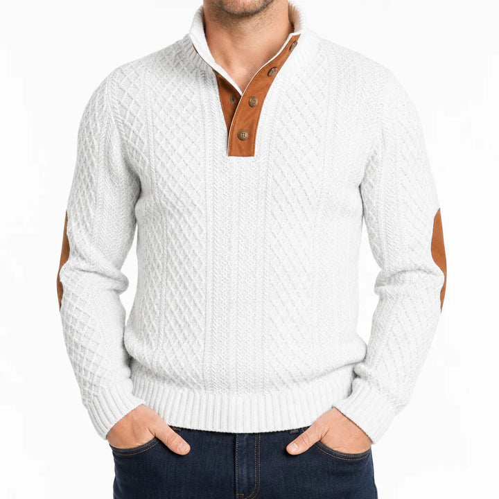 Emmett | Men's Fall Knit Sweater - Color:White;Size:XS