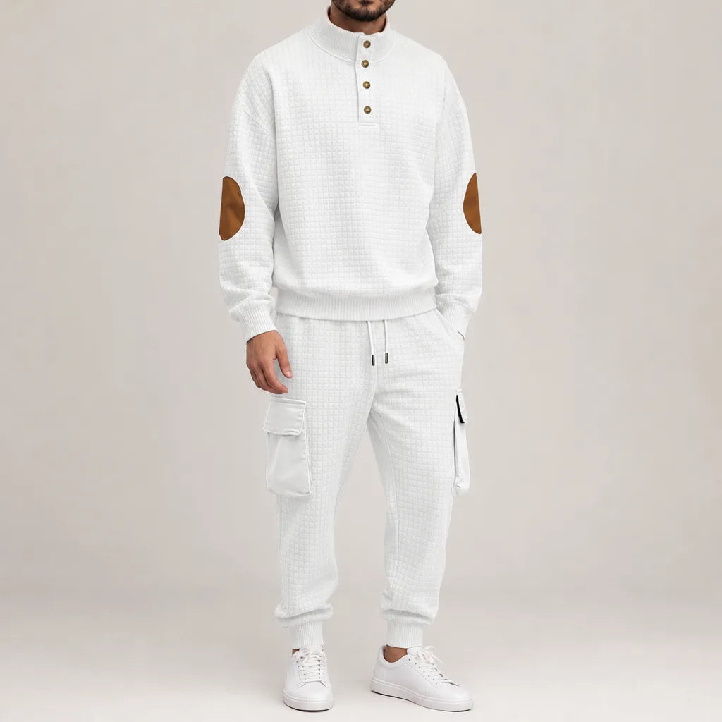 Emmett | Men's Two-Piece Knit Sweater Set  - Color:White;Size:XS