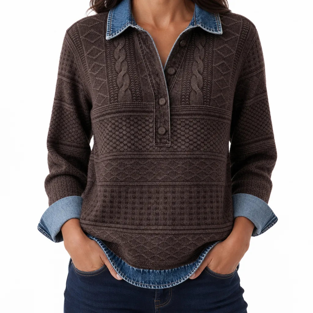 Women's Coffee Emory | Women's Cable-Knit Half-Placket Pullover