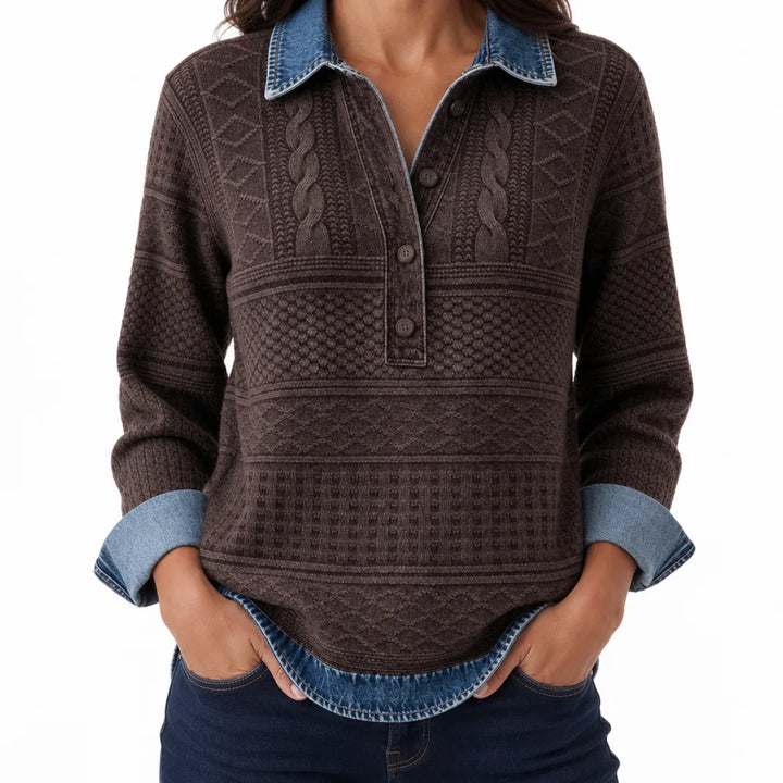 Women's Coffee Emory | Women's Cable-Knit Half-Placket Pullover