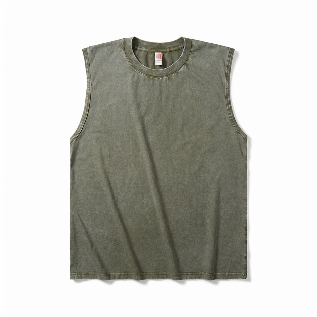 Enzo Cotton Tank Top - Color:Army Green;Size:S