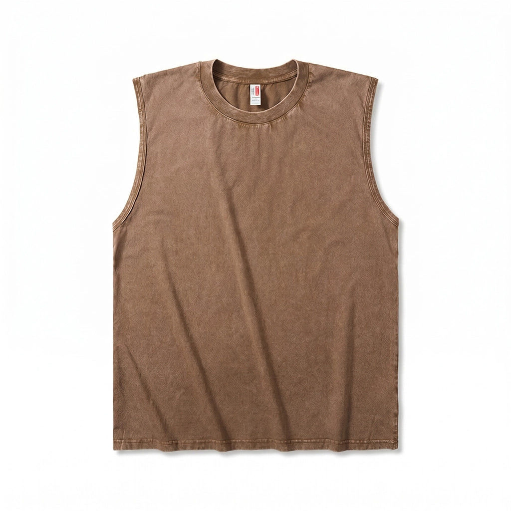 Enzo Cotton Tank Top - Color:Brown;Size:S