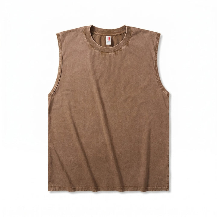 Enzo Cotton Tank Top - Color:Brown;Size:S