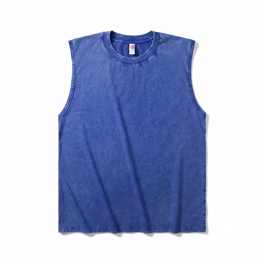 Enzo Cotton Tank Top - Color:Denim Blue;Size:S