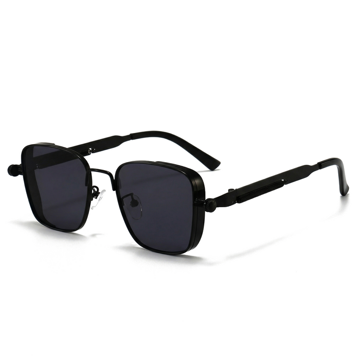 Enzo Riccardi Bold Frame Shades - Color:Black Frame / Black-Grey Lens
