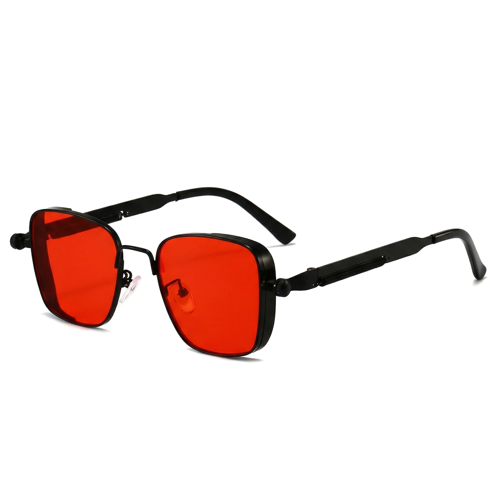 Enzo Riccardi Bold Frame Shades - Color:Black Frame / Red Lens