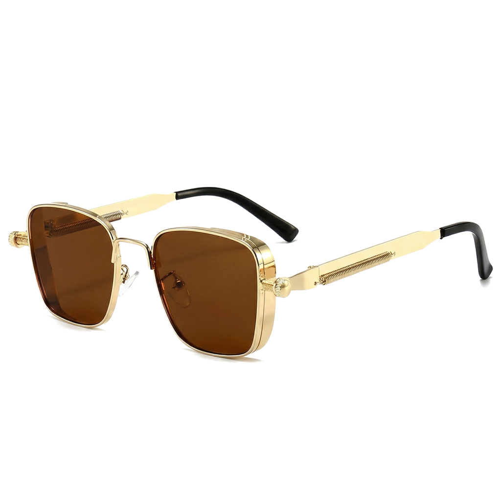 Enzo Riccardi Bold Frame Shades - Color:Gold Frame / Brown Lens