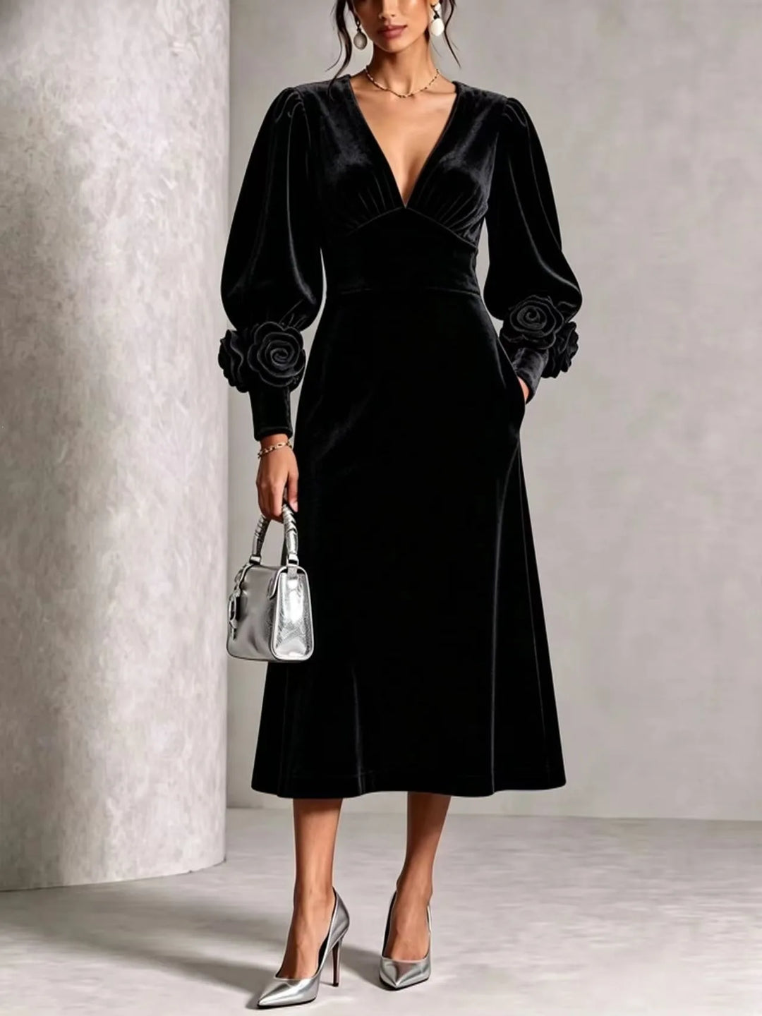 Eren | Women's Elegant Christmas Dress  - Color:Black;Size:S