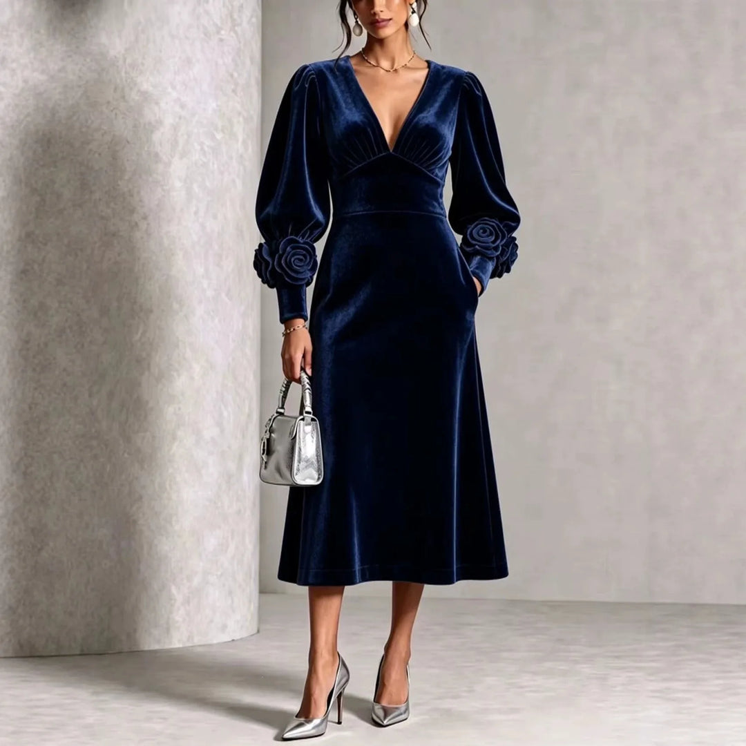 Eren | Women's Elegant Christmas Dress  - Color:Dark Blue;Size:S