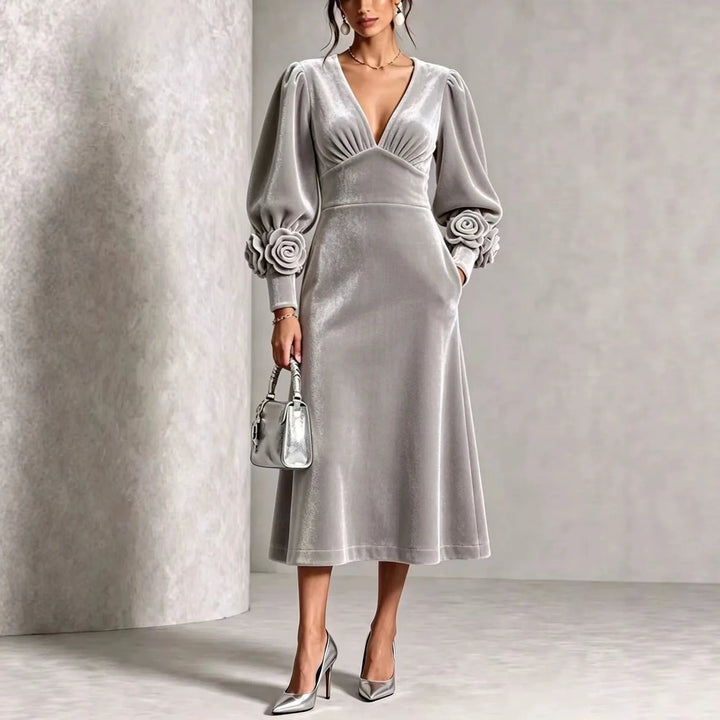 Eren | Women's Elegant Christmas Dress  - Color:Gray;Size:S