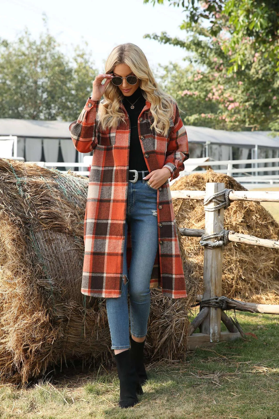 Women's Tangerine Eryn | Women's Plaid Trench Coat