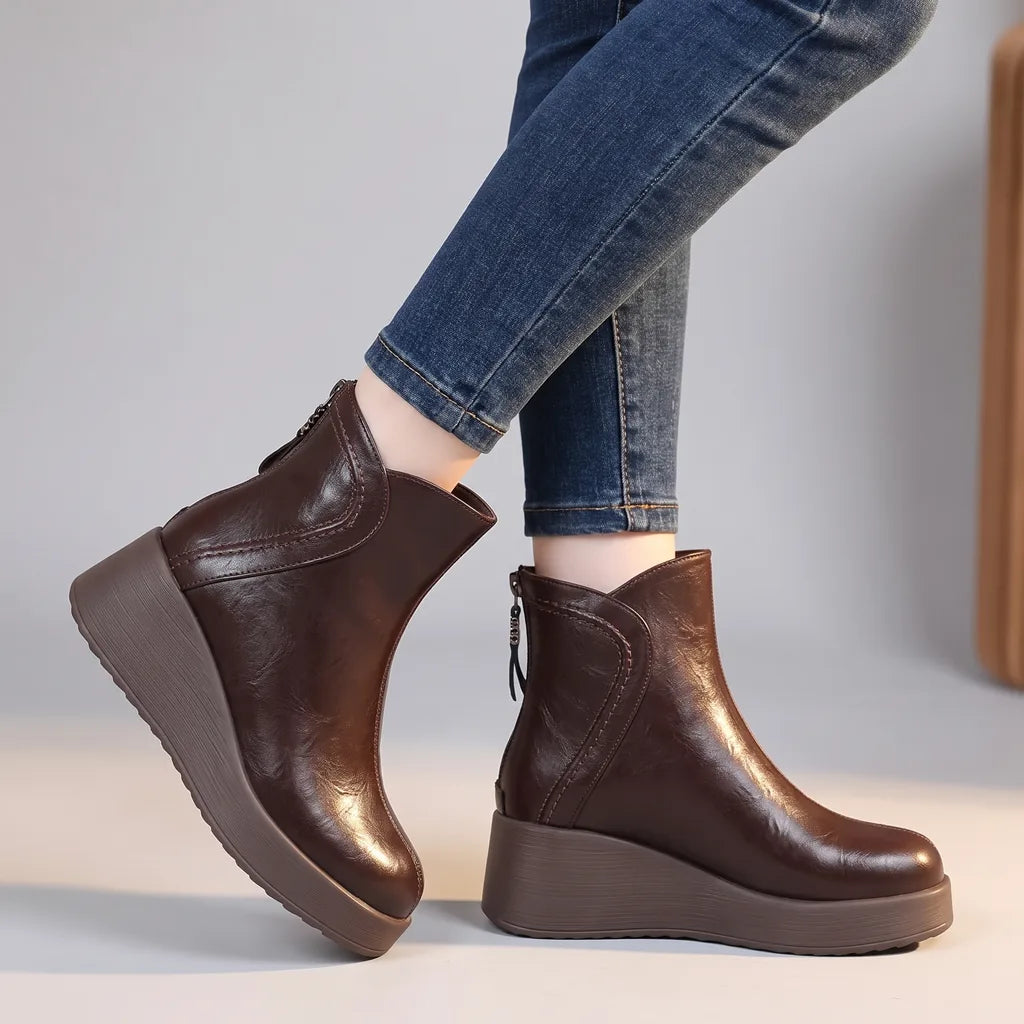 Esme | Women's Orthopedic Wedge Boots - Color:Brown;Size:35