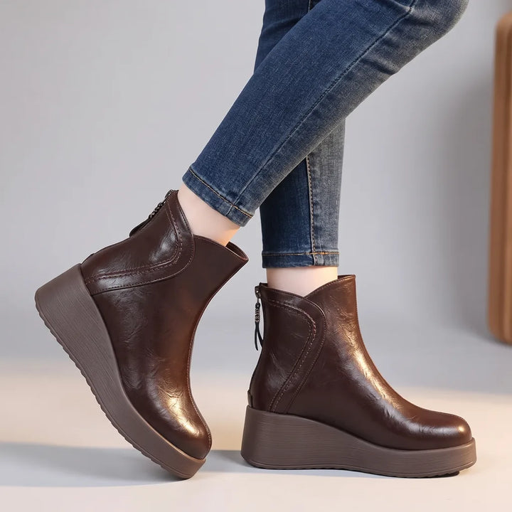Esme | Women's Orthopedic Wedge Boots - Color:Brown;Size:35