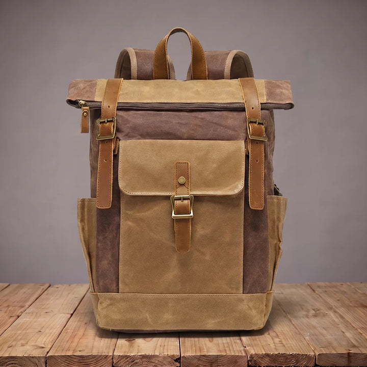 Essex | Men's Canvas Travel Laptop Backpack - Color:Brown