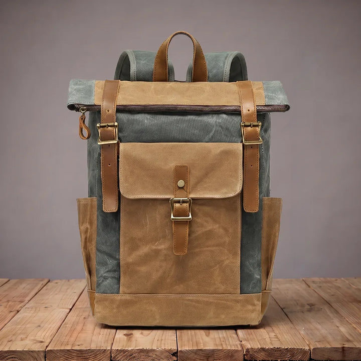 Essex | Men's Canvas Travel Laptop Backpack - Color:Green