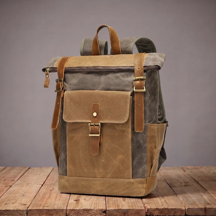 Men's Black Essex Waxed Canvas Backpack