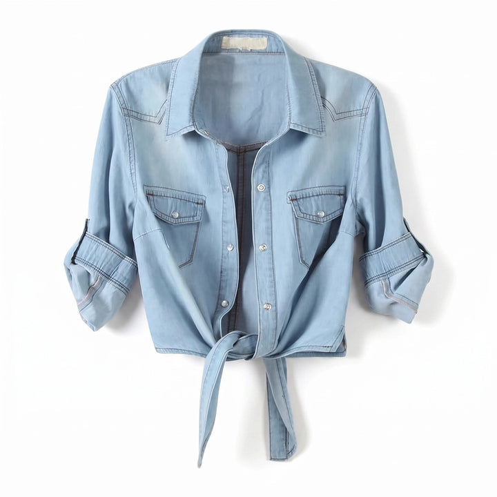 Esther Denim Shrug - Color:Light Blue;Size:XS