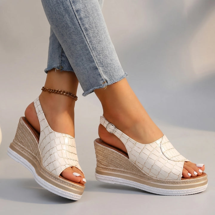 Eva Wedge Sandals - Color:Cream;Size:35
