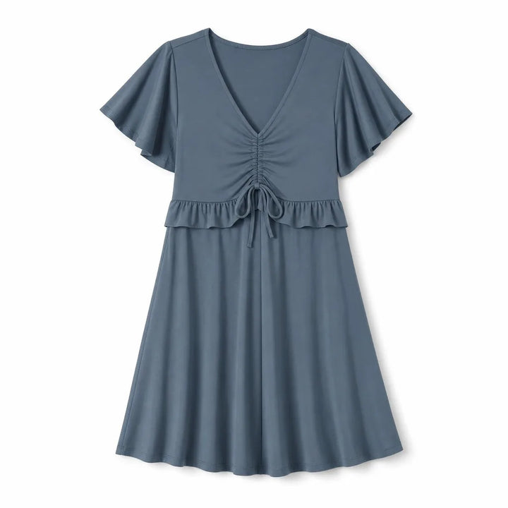 Evangeline High-Waist Dress - Color:Blue-Gray;Size:L