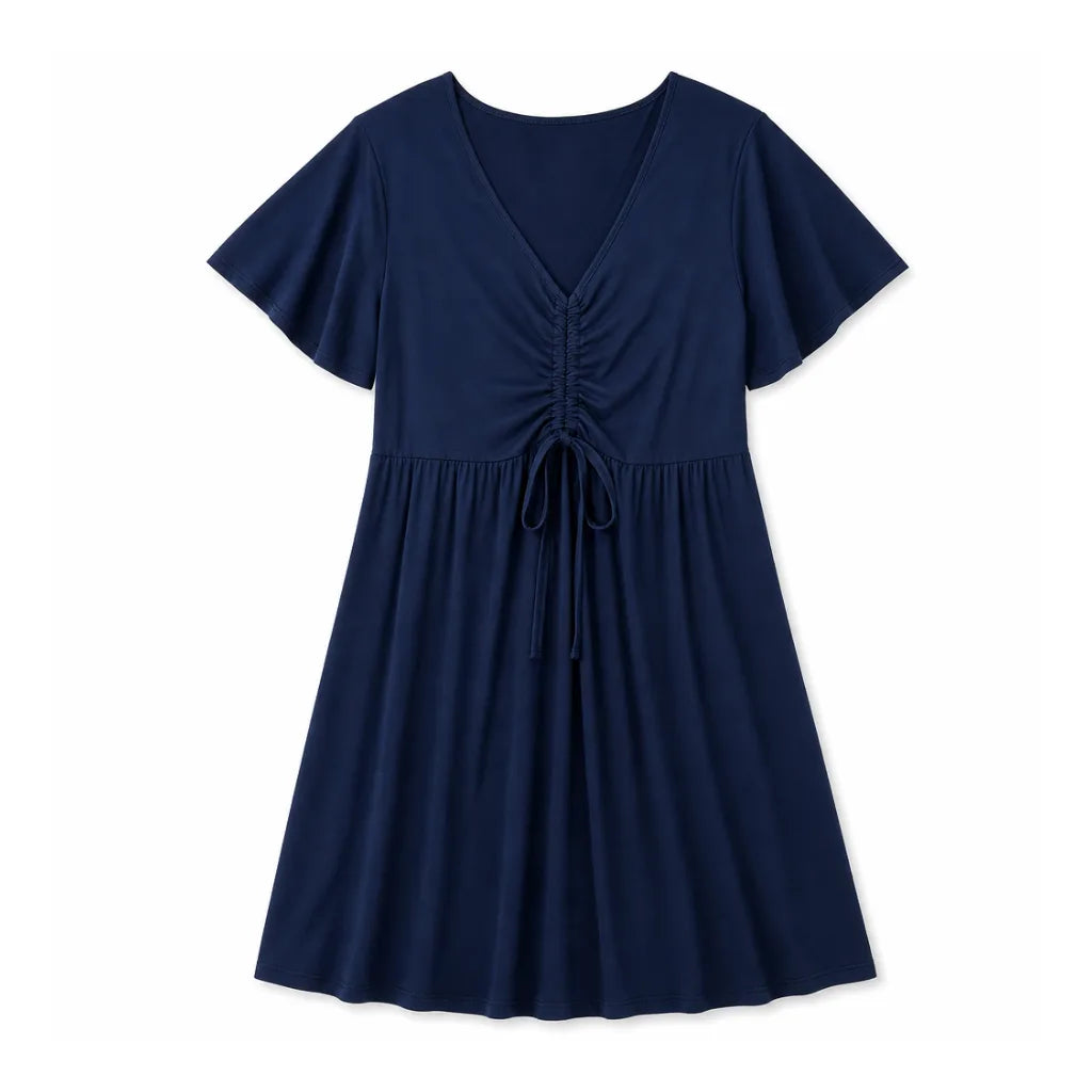 Evangeline High-Waist Dress - Color:Navy;Size:L