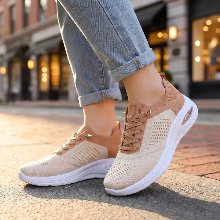 Women's Beige Eve Mesh Sock Sneakers