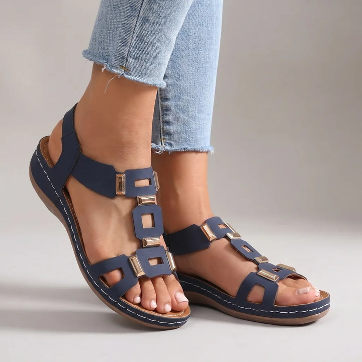 Evelyn T-Strap Sandals - Color:Navy;Size:36