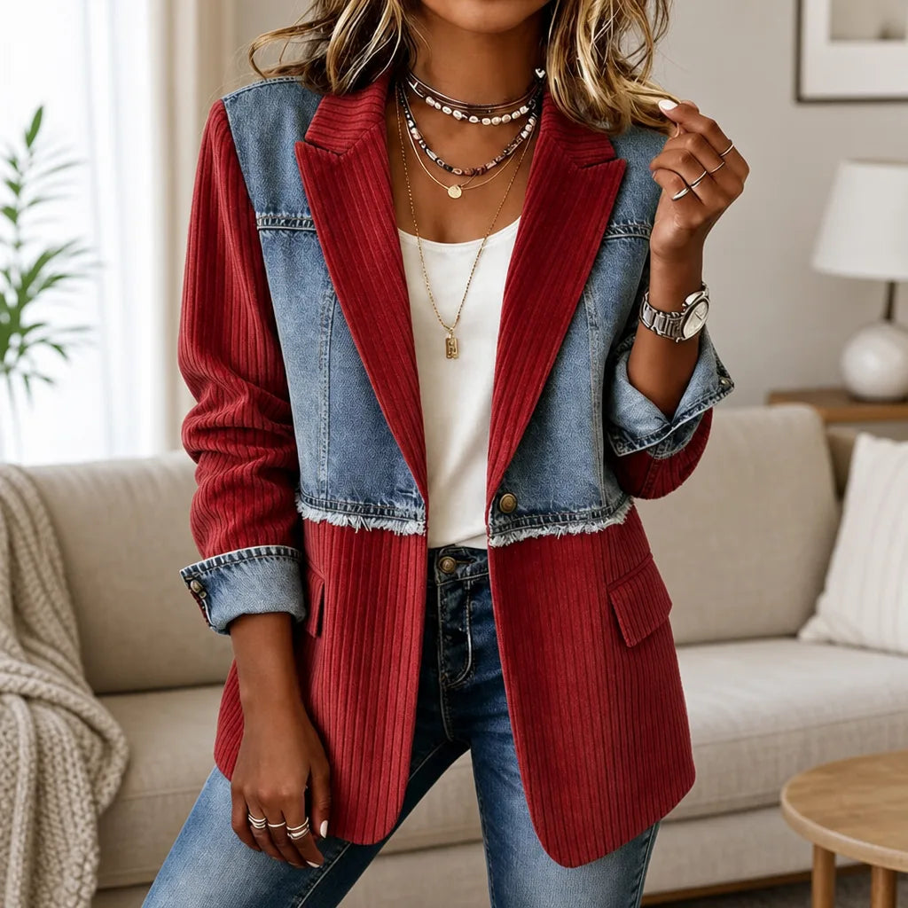 Women's Red Evelyn | Women's Fitted Single-Button Blazer