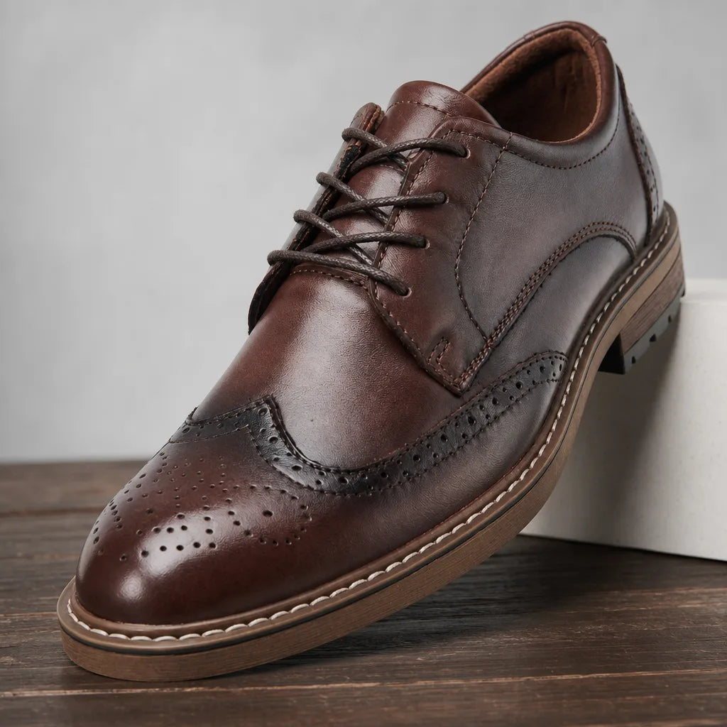 Men's Brown Levine Leather Brogue Derbies