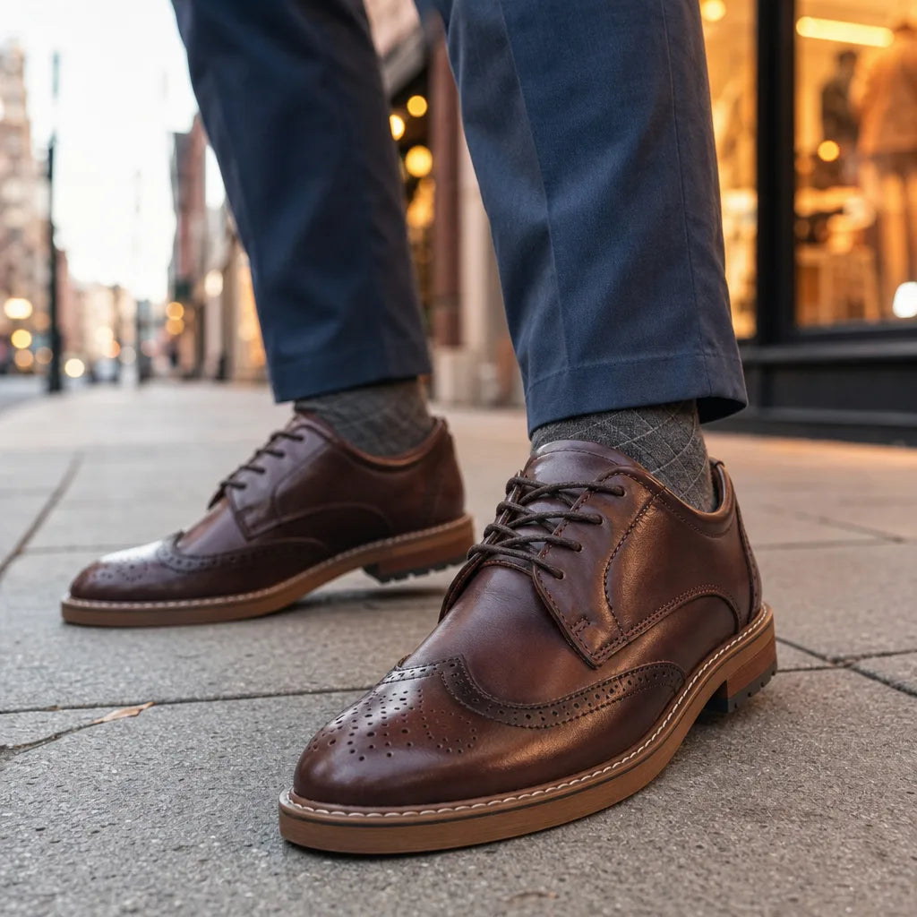 Men's Brown Levine Leather Brogue Derbies
