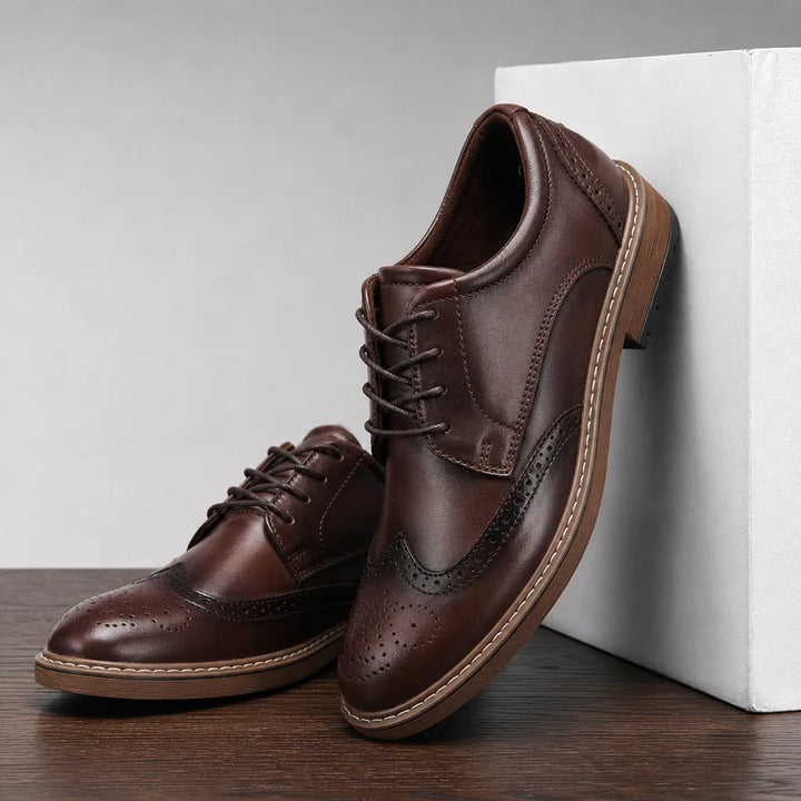 Everett | Men'sWingtip Brogue Derbies - Color:Brown;Size:US 7.5