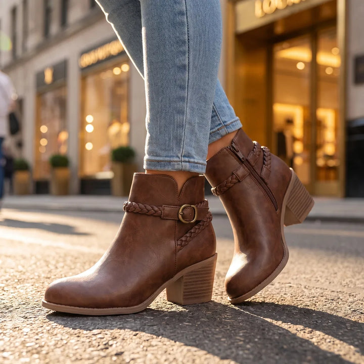 Women's Brown Everly Buckle Chelsea Boots