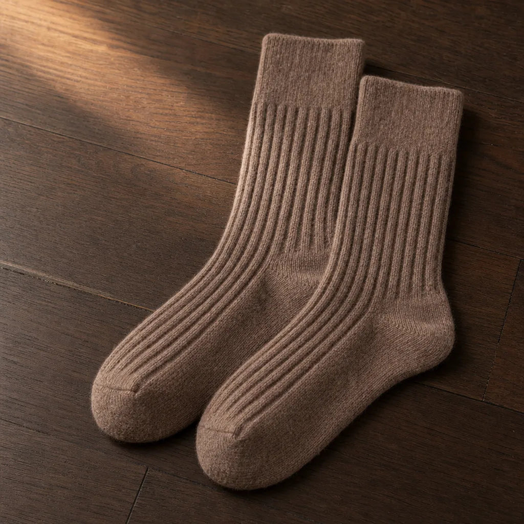 Fairchild Ribbed Crew Socks - Color:Brown;Size:One Size