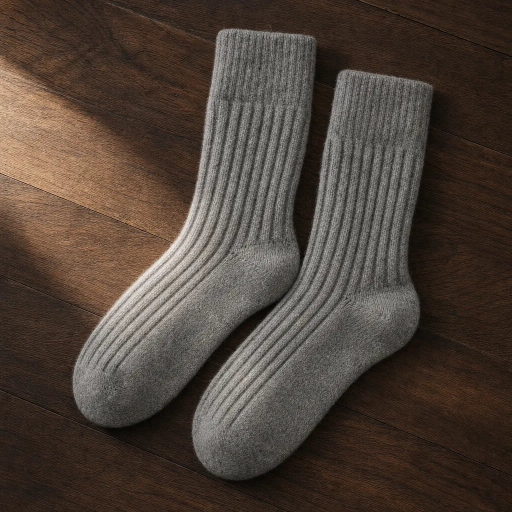 Fairchild Ribbed Crew Socks - Color:Gray;Size:One Size