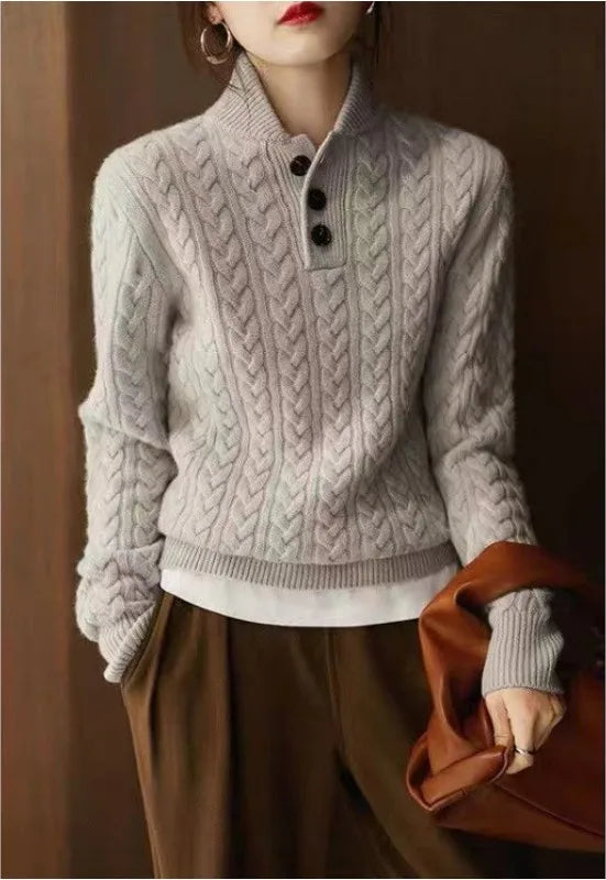 Fairfax | Women's Soft Cable Knit Sweater - Size:XS;Color:Gray