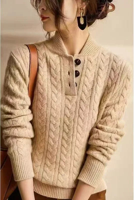 Fairfax | Women's Soft Cable Knit Sweater - Size:XS;Color:Khaki