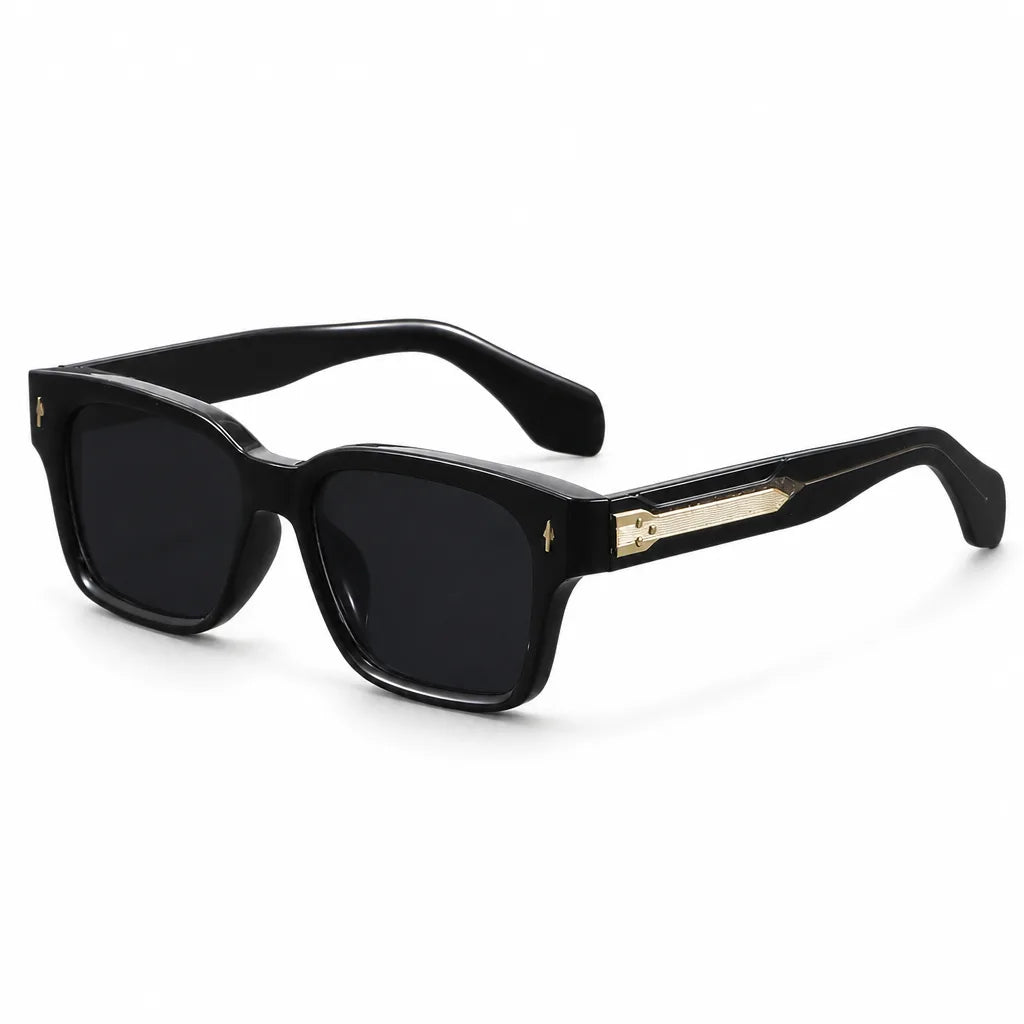 Men's Black Frame Gray Lenses Ashby Square Frame Shades