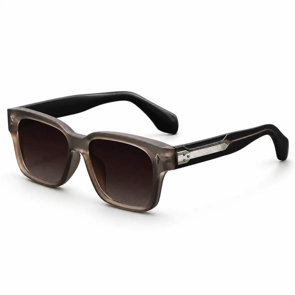 Men's Sand Gray Frame Double Tea Lenses Ashby Square Frame Shades