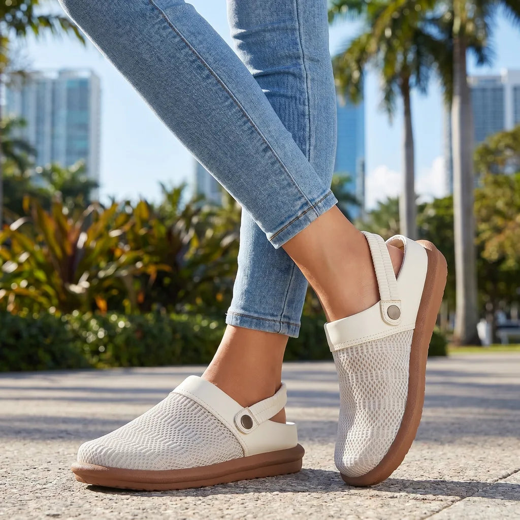 Beige Boone Mesh Mules 1