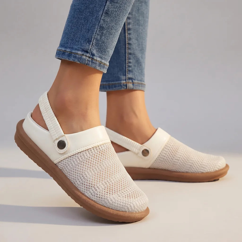 Farrah Mesh Mules - Color:Beige;Size:36