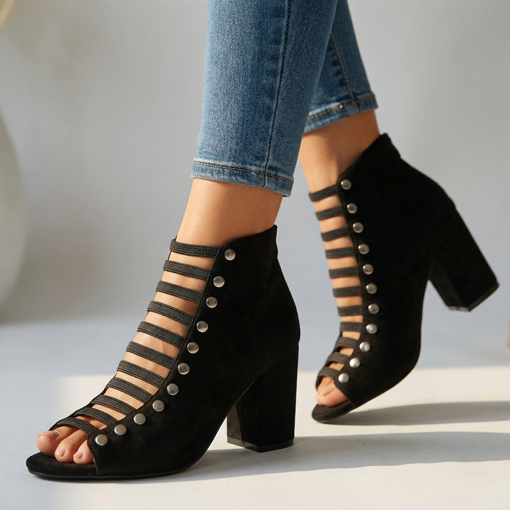 Felicity Studded Sandals - Color:Black;Size:US 5