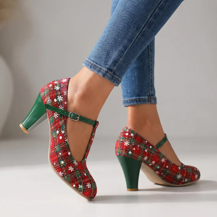 Women's Red Felicity T-Strap Heels