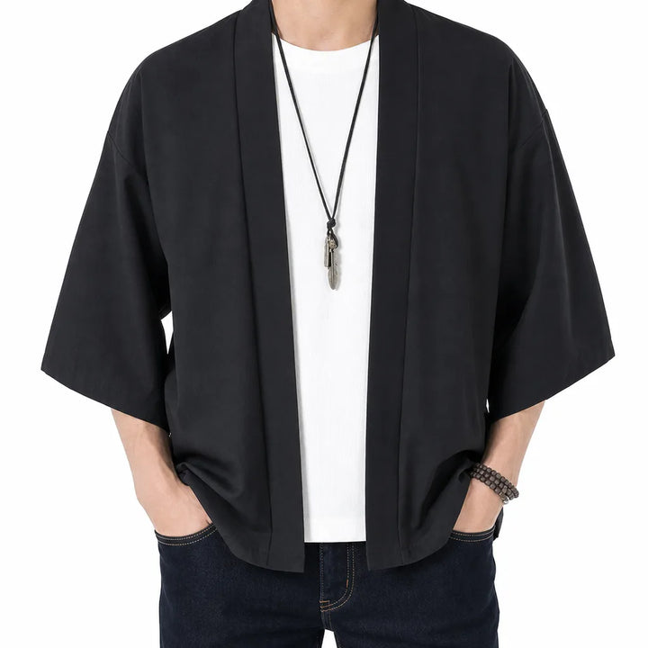 Fenton | Men's Kimono Style Shirt - Color:Black;Size:S