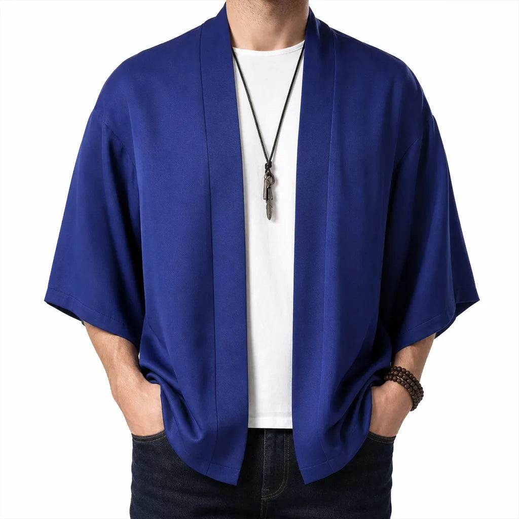Fenton | Men's Kimono Style Shirt - Color:Blue;Size:S